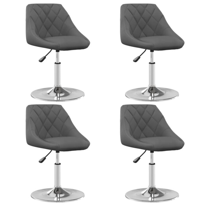 Chaises pivotantes à manger lot de 4 Gris foncé Velours – Image 1