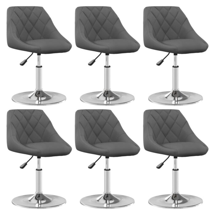 Chaises pivotantes à manger lot de 6 Gris foncé Velours – Image 1