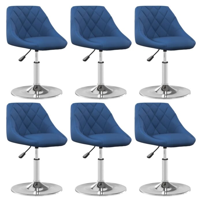 Chaises pivotantes à manger lot de 6 Bleu Velours – Image 1