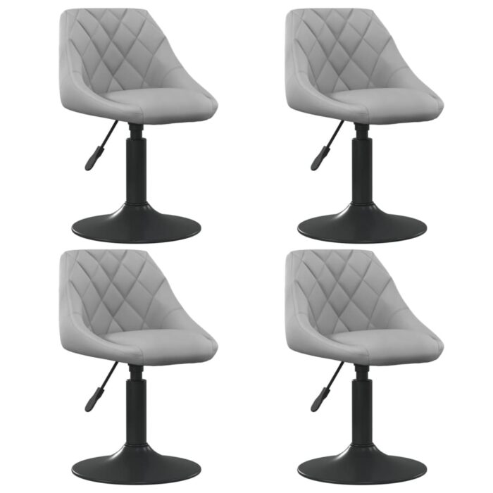Chaises pivotantes à manger lot de 4 gris clair velours – Image 1