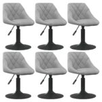 Chaises pivotantes à manger lot de 6 gris clair velours