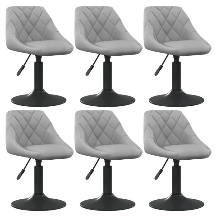 Chaises pivotantes à manger lot de 6 gris clair velours – Image 1