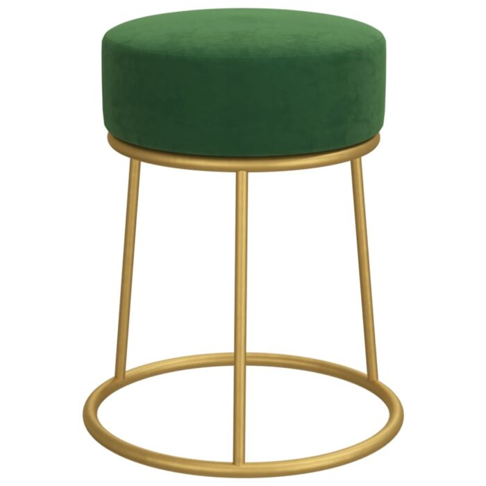 Tabouret rond Vert Velours – Image 2