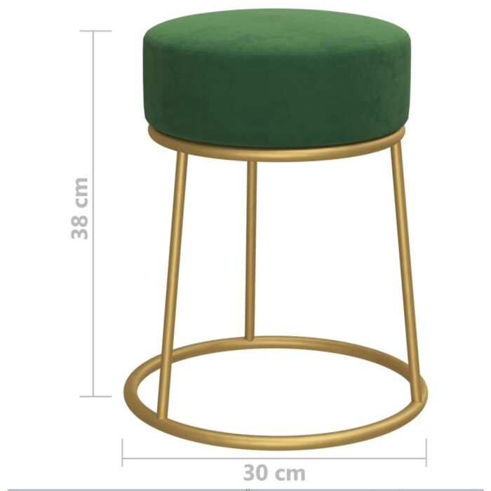 Tabouret rond Vert Velours – Image 4