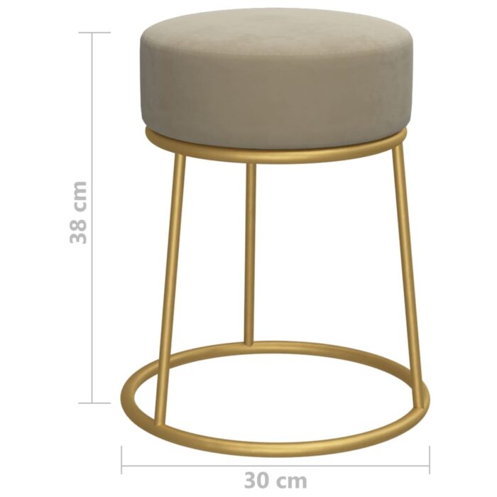 Tabouret rond Gris foncé Velours – Image 4