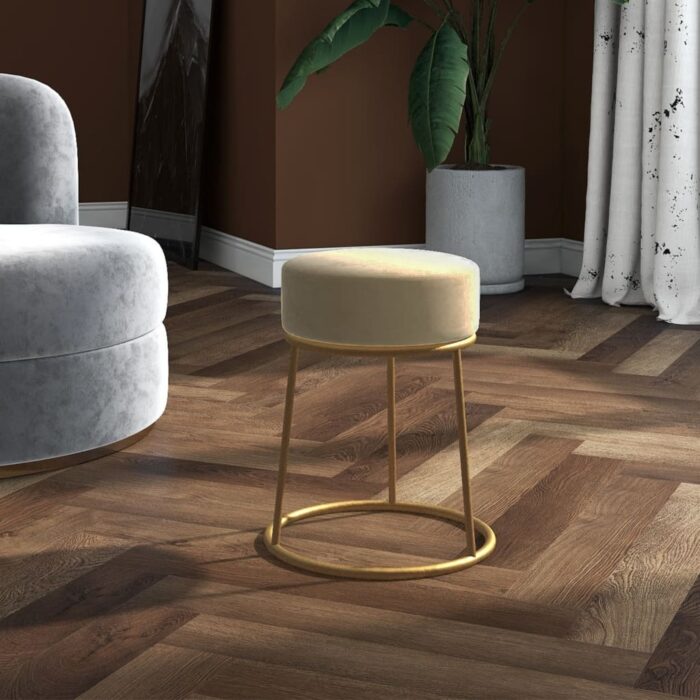 Tabouret rond Gris foncé Velours – Image 1