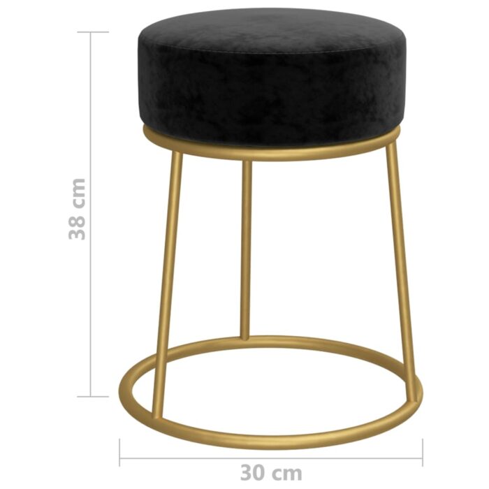 Tabouret rond Noir Velours – Image 4