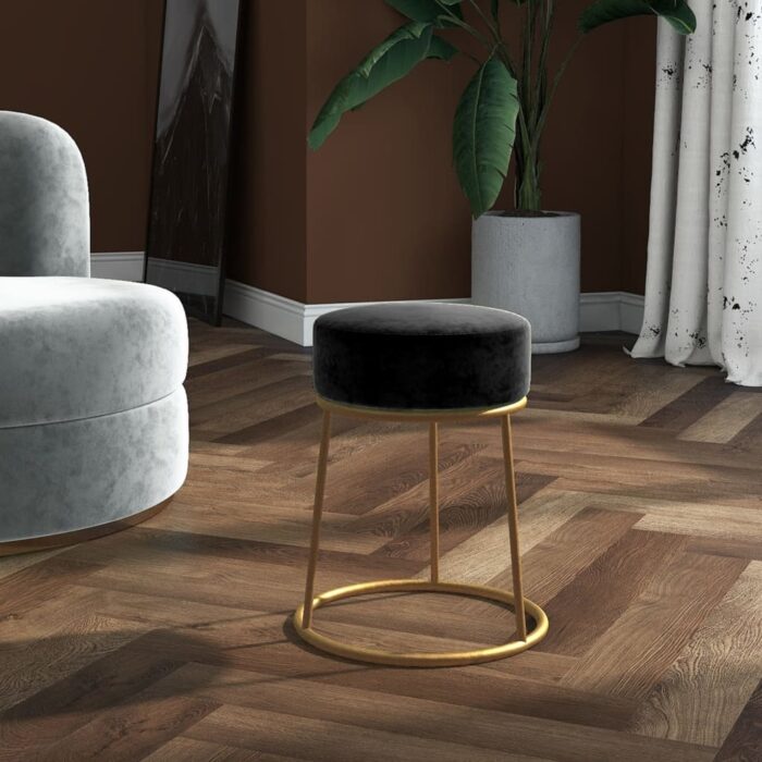 Tabouret rond Noir Velours – Image 1