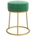 Tabouret rond Bleu clair Velours – Image 2