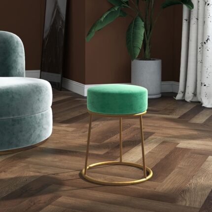 Tabouret rond Bleu clair Velours