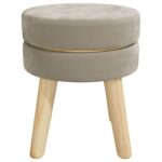 Tabouret rond Gris foncé Velours – Image 2