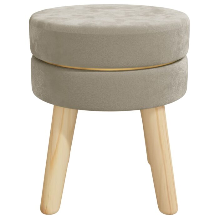 Tabouret rond Gris foncé Velours – Image 2