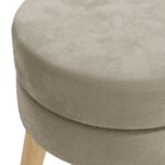Tabouret rond Gris foncé Velours – Image 3