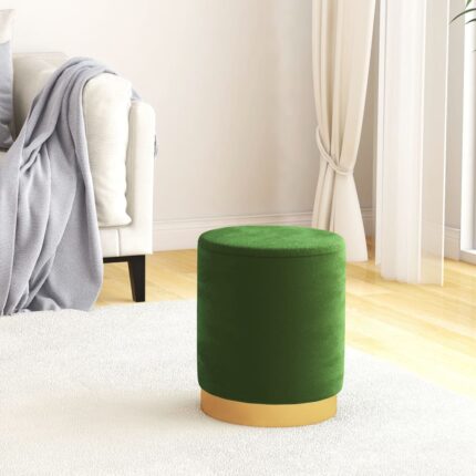 Tabouret de rangement rond Vert Velours