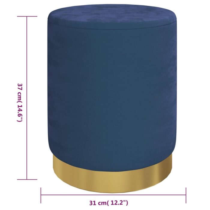 Tabouret de rangement rond Bleu Velours – Image 4