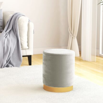Tabouret de rangement rond Gris clair Velours