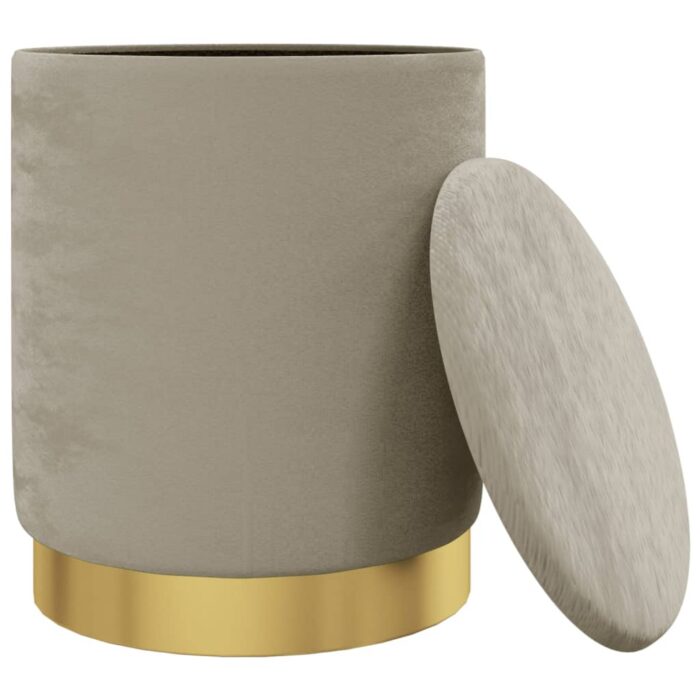 Tabouret de rangement rond Gris foncé Velours – Image 2