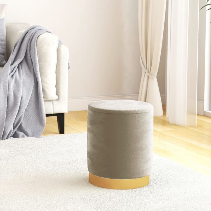 Tabouret de rangement rond Gris foncé Velours – Image 1
