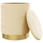 Tabouret de rangement rond Abricot Velours – Image 2