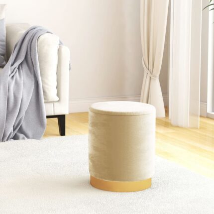 Tabouret de rangement rond Abricot Velours