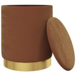 Tabouret de rangement rond Marron Velours – Image 2