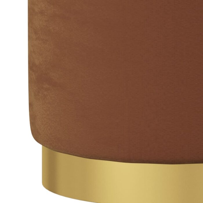 Tabouret de rangement rond Marron Velours – Image 3