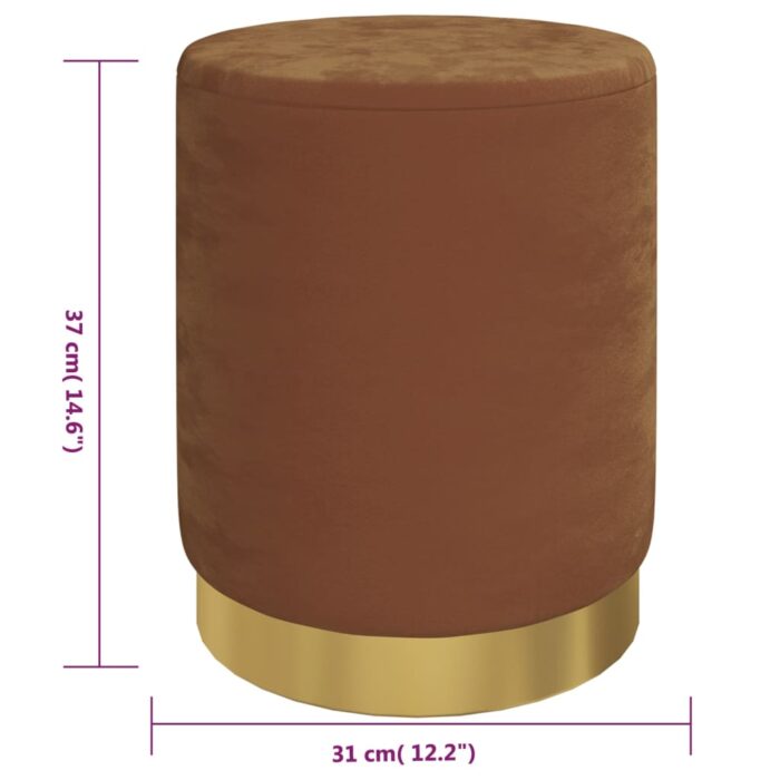 Tabouret de rangement rond Marron Velours – Image 4