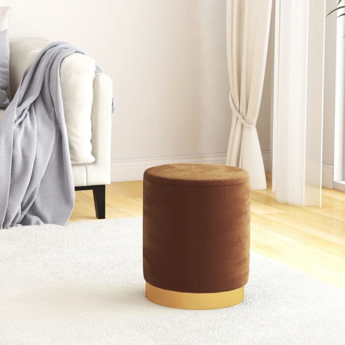 Tabouret de rangement rond Marron Velours – Image 1