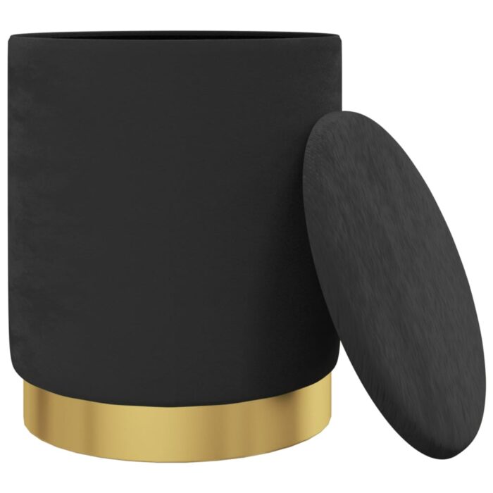 VXL8720286759622_g_en_hd_2.jpg Tabouret de rangement rond Noir Velours – Image 2