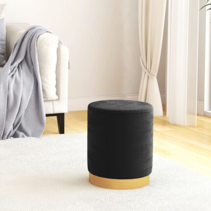 Tabouret de rangement rond Noir Velours