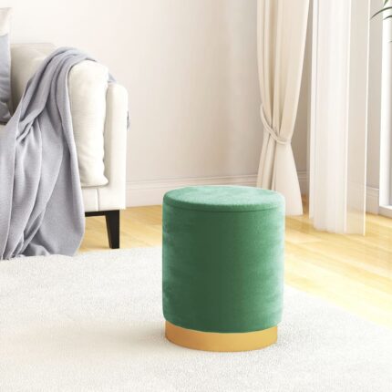 Tabouret de rangement rond Bleu clair Velours