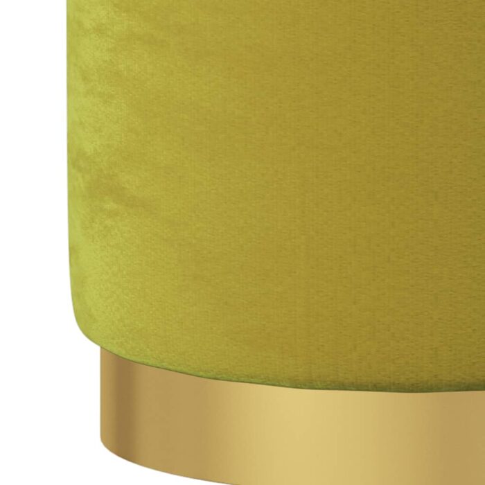 Tabouret de rangement rond Vert moutarde Velours – Image 3