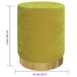 Tabouret de rangement rond Vert moutarde Velours – Image 4