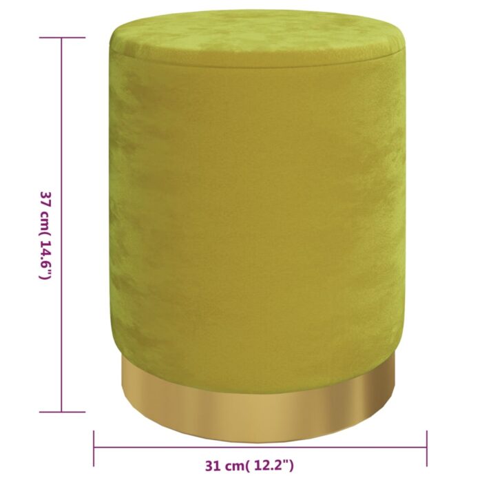 Tabouret de rangement rond Vert moutarde Velours – Image 4