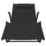 Chaise longue à bascule noir acier et textilène – Image 2