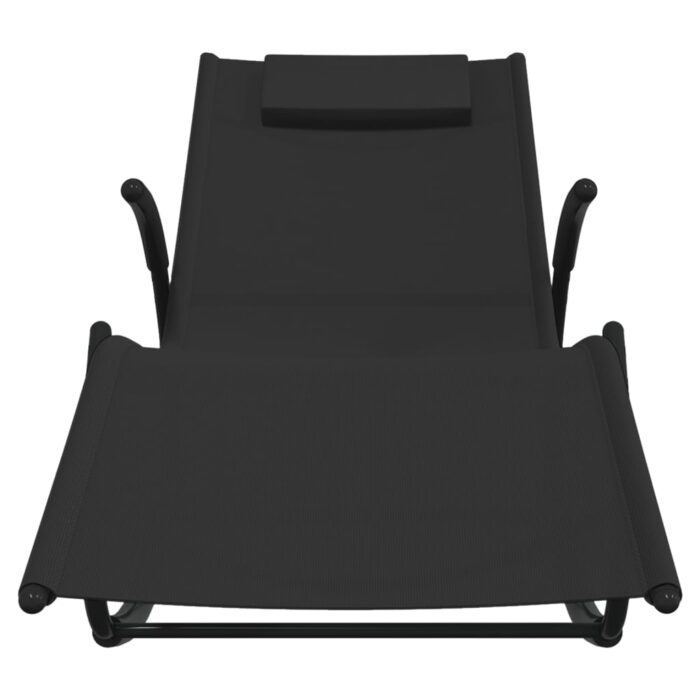 Chaise longue à bascule noir acier et textilène – Image 2
