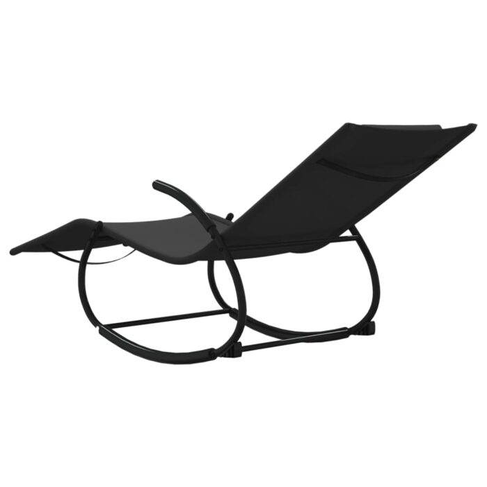 Chaise longue à bascule noir acier et textilène – Image 4
