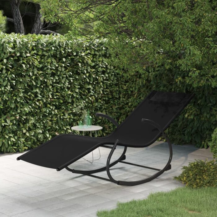 VXL8720286760697_m_en_hd_1.jpg Chaise longue à bascule noir acier et textilène – Image 1