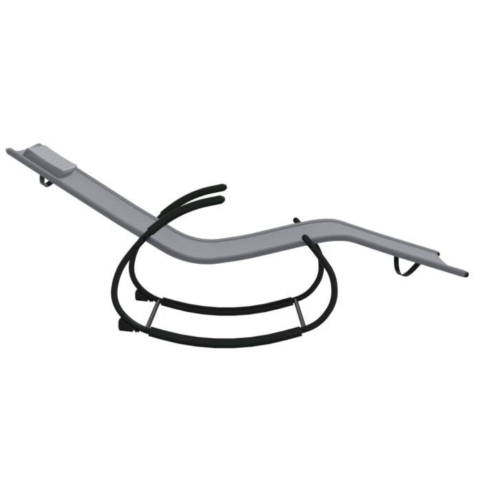 Chaise longue à bascule Gris Acier et textilène – Image 3