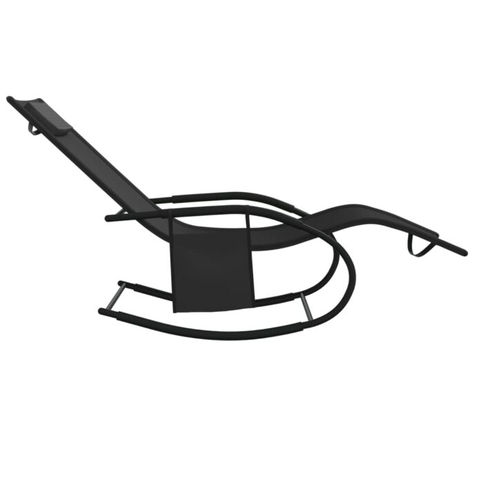 Chaise longue à bascule Noir Acier et textilène – Image 2