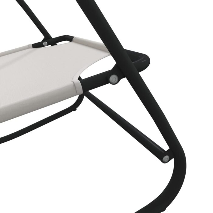 Chaise longue à bascule crème acier et textilène – Image 3
