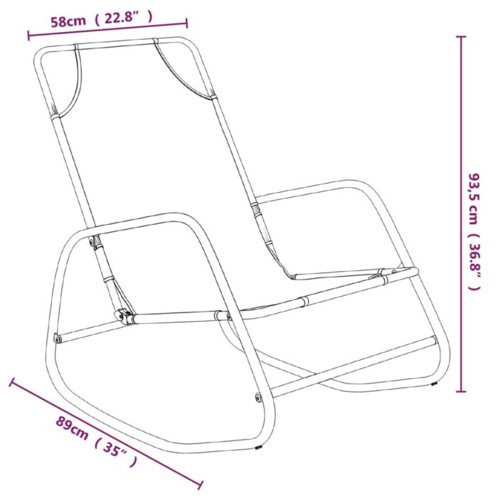 Chaise longue à bascule crème acier et textilène – Image 4