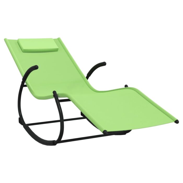 Chaises longues à bascule lot de 2 vert acier et textilène – Image 2