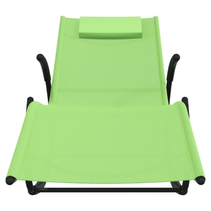Chaises longues à bascule lot de 2 vert acier et textilène – Image 3