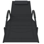 Chaises longues à bascule 2 pcs Noir Acier et textilène – Image 2