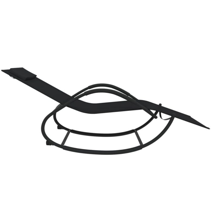 Chaises longues à bascule 2 pcs Noir Acier et textilène – Image 3