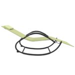 Chaises longues à bascule lot de 2 crème acier et textilène – Image 3