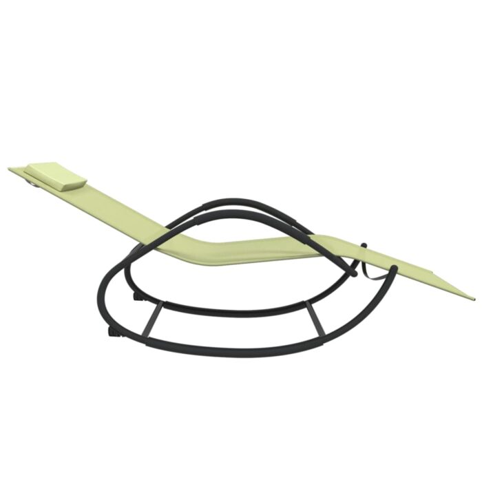 Chaises longues à bascule lot de 2 crème acier et textilène – Image 3