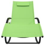 Chaises longues à bascule lot de 2 vert acier et textilène – Image 2