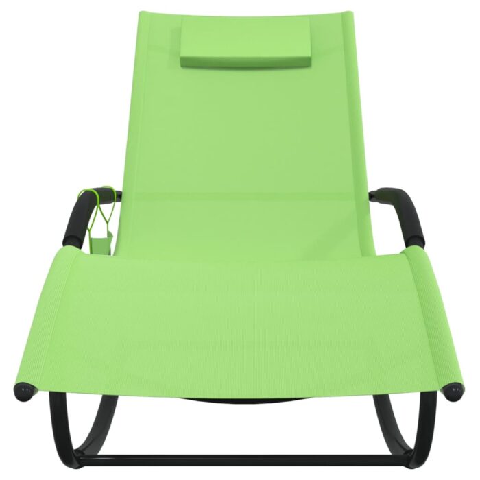Chaises longues à bascule lot de 2 vert acier et textilène – Image 2